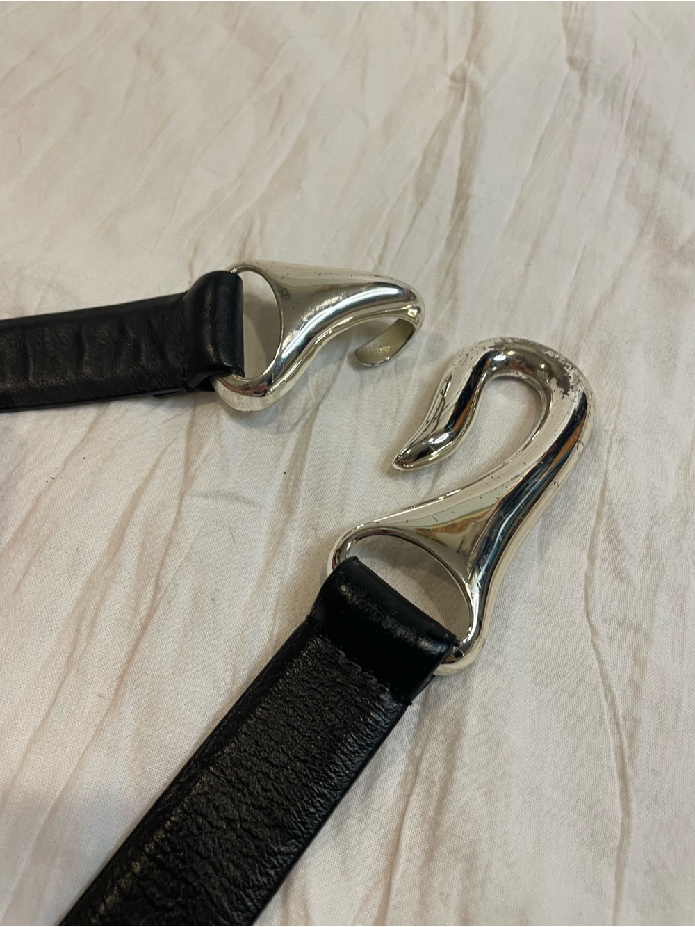 Chico's Black Leather Belt with Silver Twist Buckle - Picture 6 of 9
